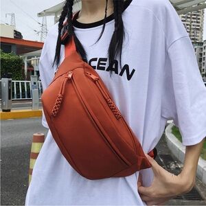 Orange Crossbody Bag Waist Belt Bag Chest Bag Fanny Pack Pouch Hip Purse Unisex